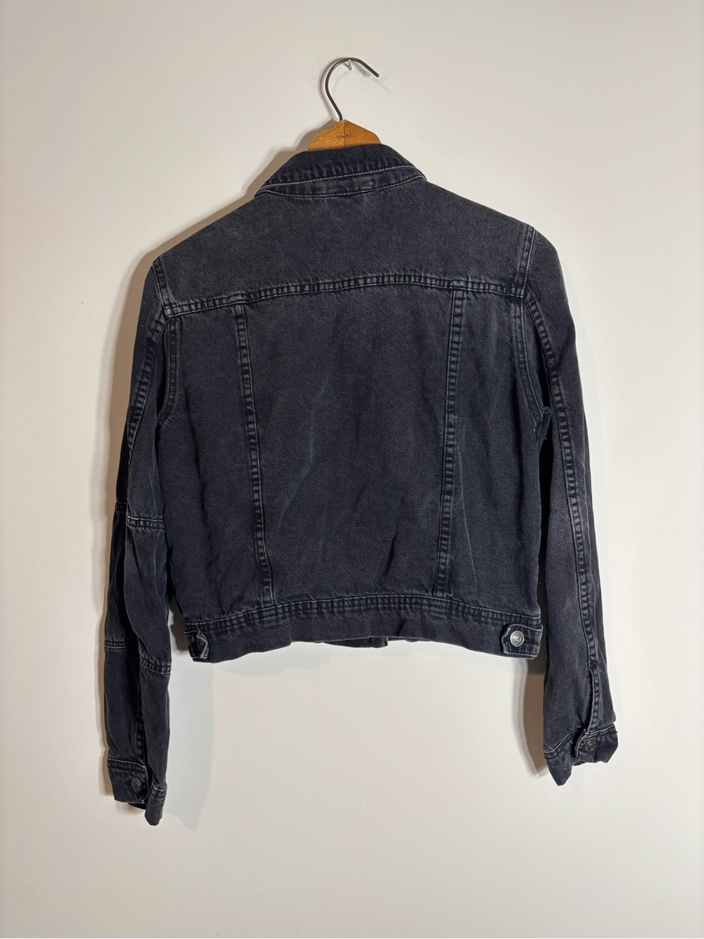 Free People Black Denim Jean Jacket Utility Cropped Small - Picture 4 of 6